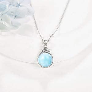 Amazon.com: POPLYKE Larimar Earrings Necklace Set for Women